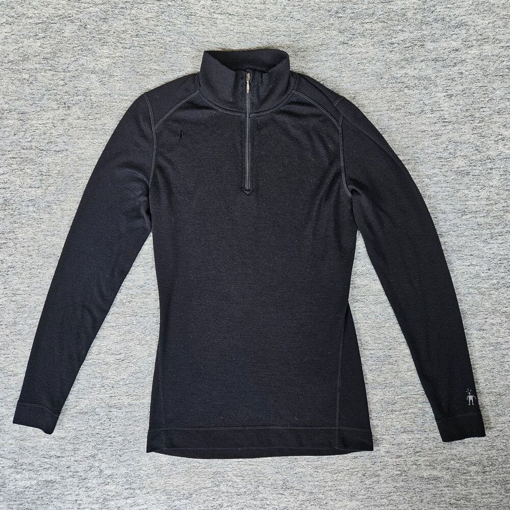 Smartwool Classic Men's Large Black Thermal Merino Wool Quarter-Zip Base Layer